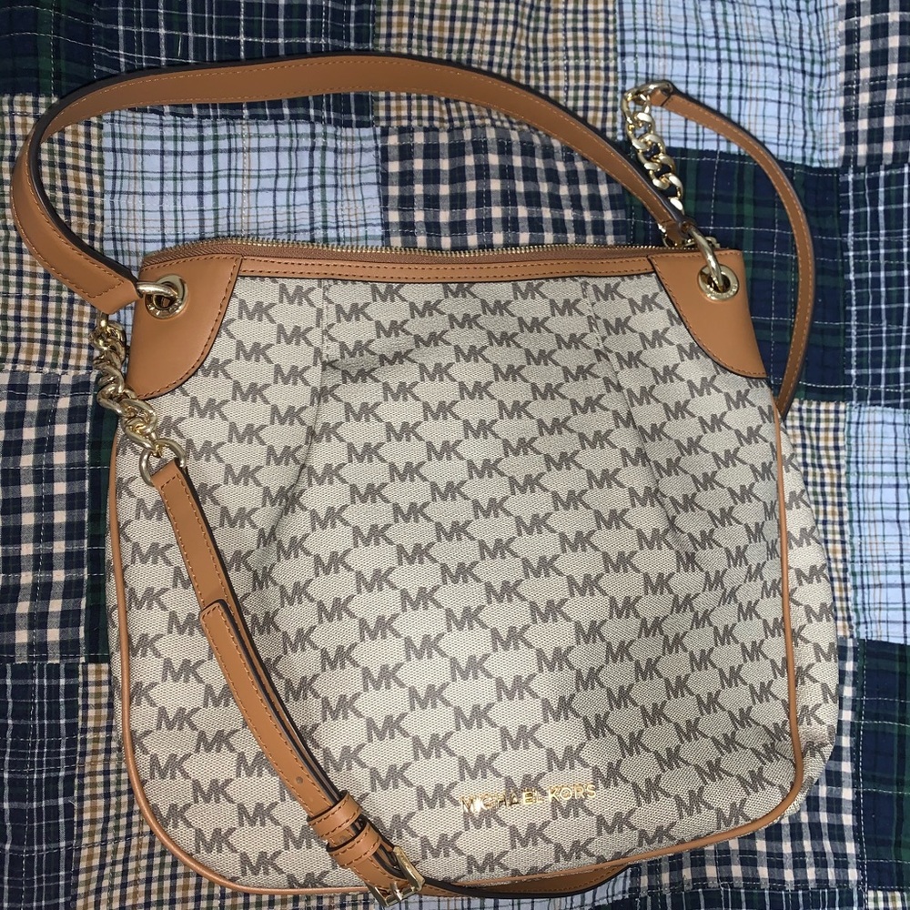 Michael Kors Tan and Cream Shoulder Bag